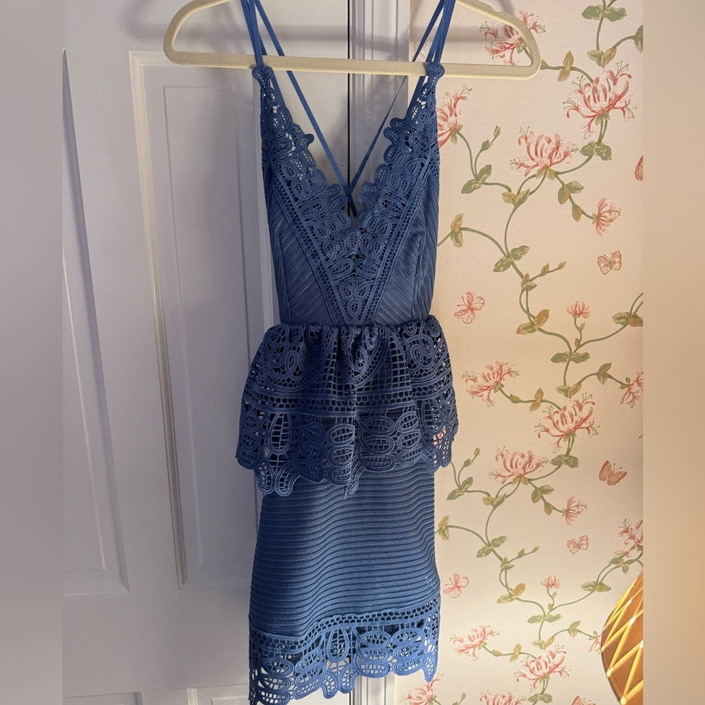Self-Portrait Lace Peplum Mini Dress